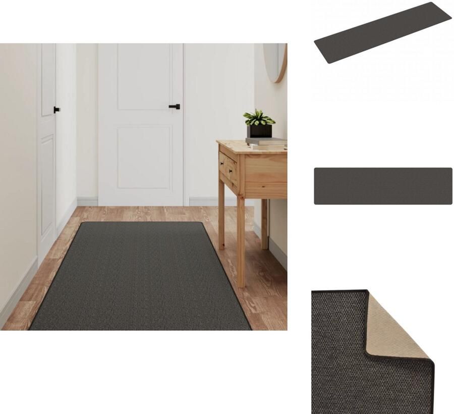 VidaXL Tapijtloper Tapijtlopers Gangloper Tapijt Loper Tapijtloper 80x300 cm sisal-look antracietkleurig