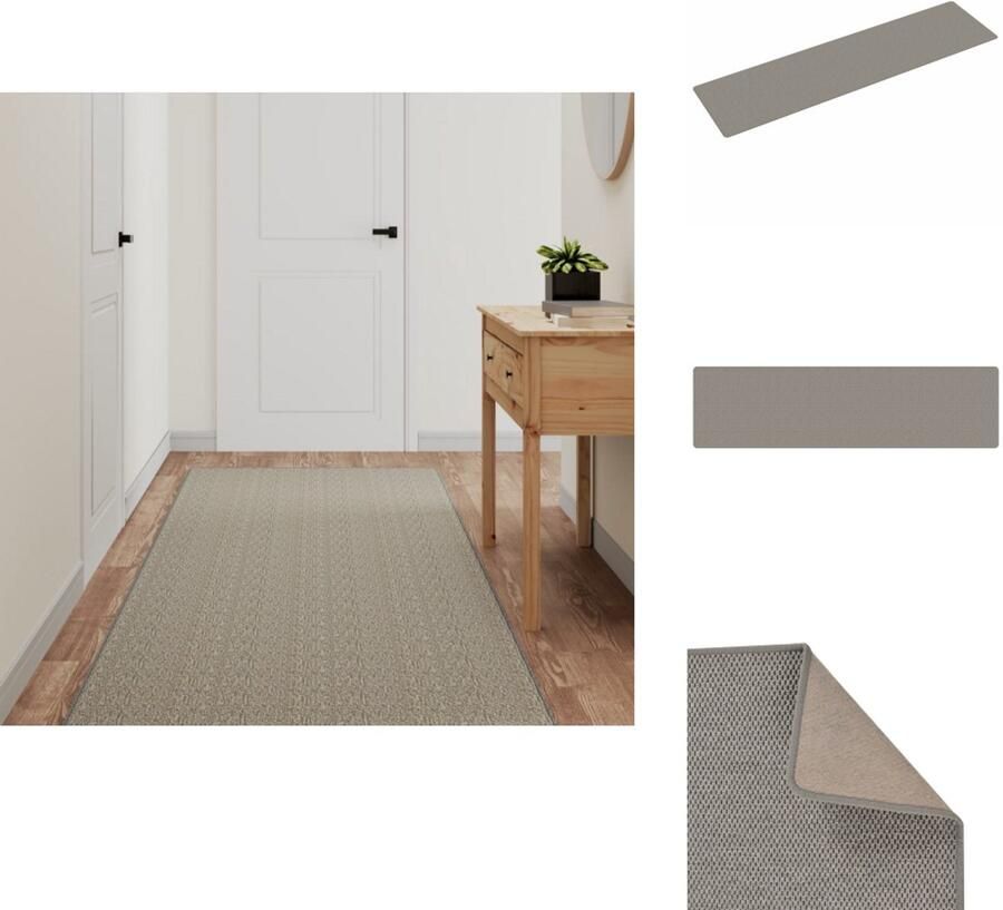 VidaXL Tapijtloper Tapijtlopers Gangloper Tapijt Loper Tapijtloper 80x300 cm sisal-look zilverkleurig