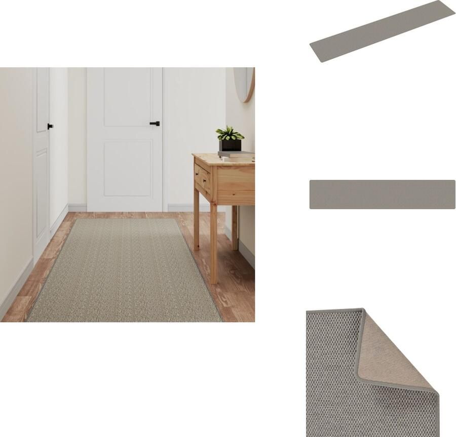 VidaXL Tapijtloper Tapijtlopers Gangloper Tapijt Loper Tapijtloper 80x400 cm sisal-look zilverkleurig