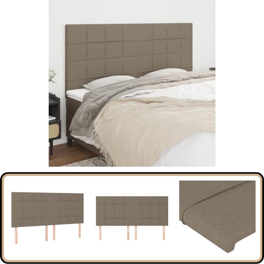 The Living Store Hoofdbord Klassiek 200 x 5 x 118 128 cm Kleur- Taupe Hoofd Bord Hoofdborden Beddecoratie Slaapkamers Stoffen Hoofdborden
