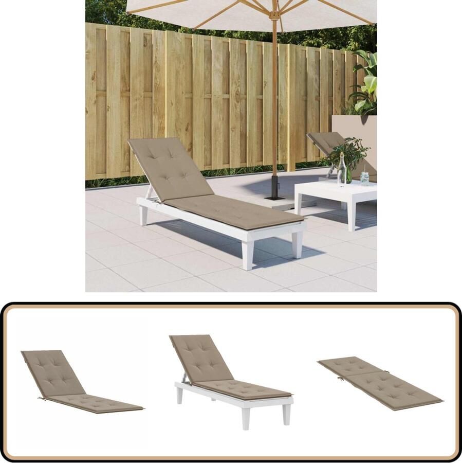 VidaXL Taupe Terrasstoelkussen 75+105x50x4 cm Terrassenkussentje Oxfordstof Lounge Kussens Buitensteunen Zitzakken Tuinkussens Balkondecoratie Outdoor Accessoires