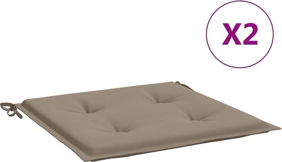 VidaXL Taupe Tuinstoelkussens 50x50x3 cm Set van 2 Tuinstoel Kussentjes Oxford Stof Waterdicht Taupe Buitentoepassing Binnentoepassing Antislip - Foto 2