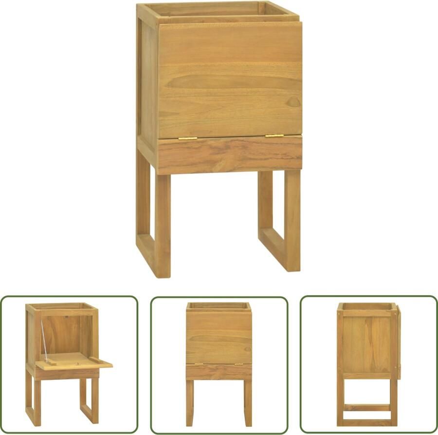 The Living Store Badkaast Massief teakhout 45x45x75 cm Natuurlijke afwerking Badkamerkast Teak Badkamerspiegel Opbergkast Badkamer Badkamermeubel Design Badkamerkast - Foto 2