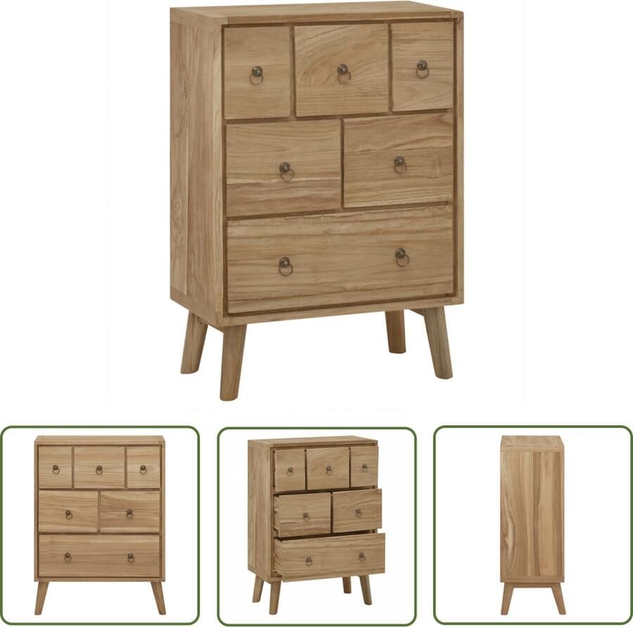 VidaXL Teak Hout Ladekast 56x30x80 cm massief teakhout Houten Ladekast Opbergkast Salontafel