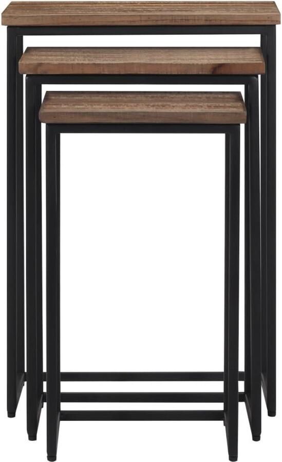 The Living Store Tafeltjesset 3 st massief teakhout Salontafels Teak Tafel Houten Salontafel Nestkasten Sidetable