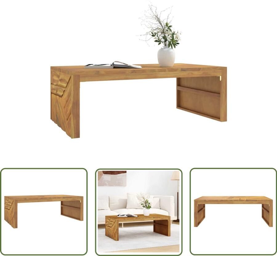 The Living Store Wandtafel 110x60x38 cm massief teakhout Salontafel Teak Houten Tafel Bijzettafel Sidetable Modern Meubilair