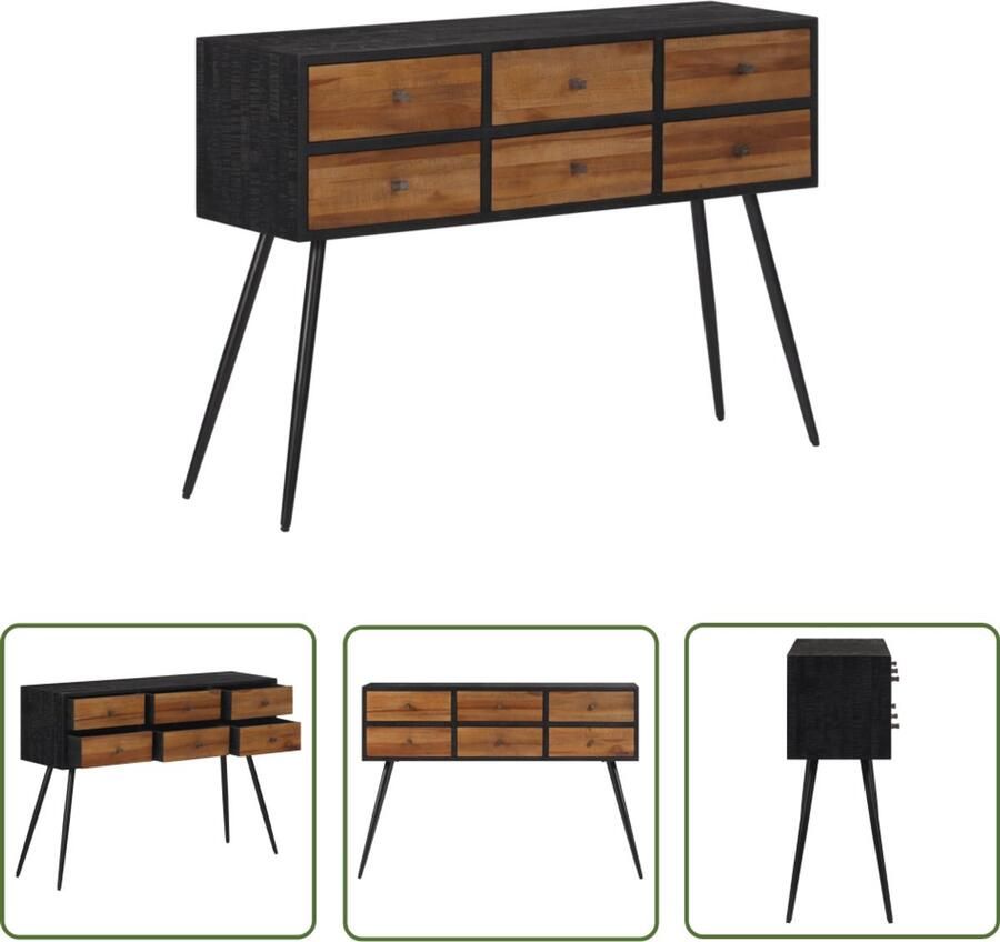 VidaXL Teak Hout Wandtafel met lades 116x30x76 cm massief gerecycled teakhout Vintage Industrieel Salontafel Entreetafel