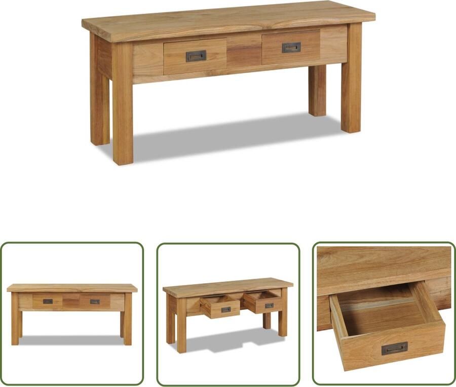 The Living Store Koloniaal Bankje 90x30x40 cm Massief Teakhout Halbankje Teak Houten Bank Vintage Bank Landelijke Bank Salontafel - Foto 2