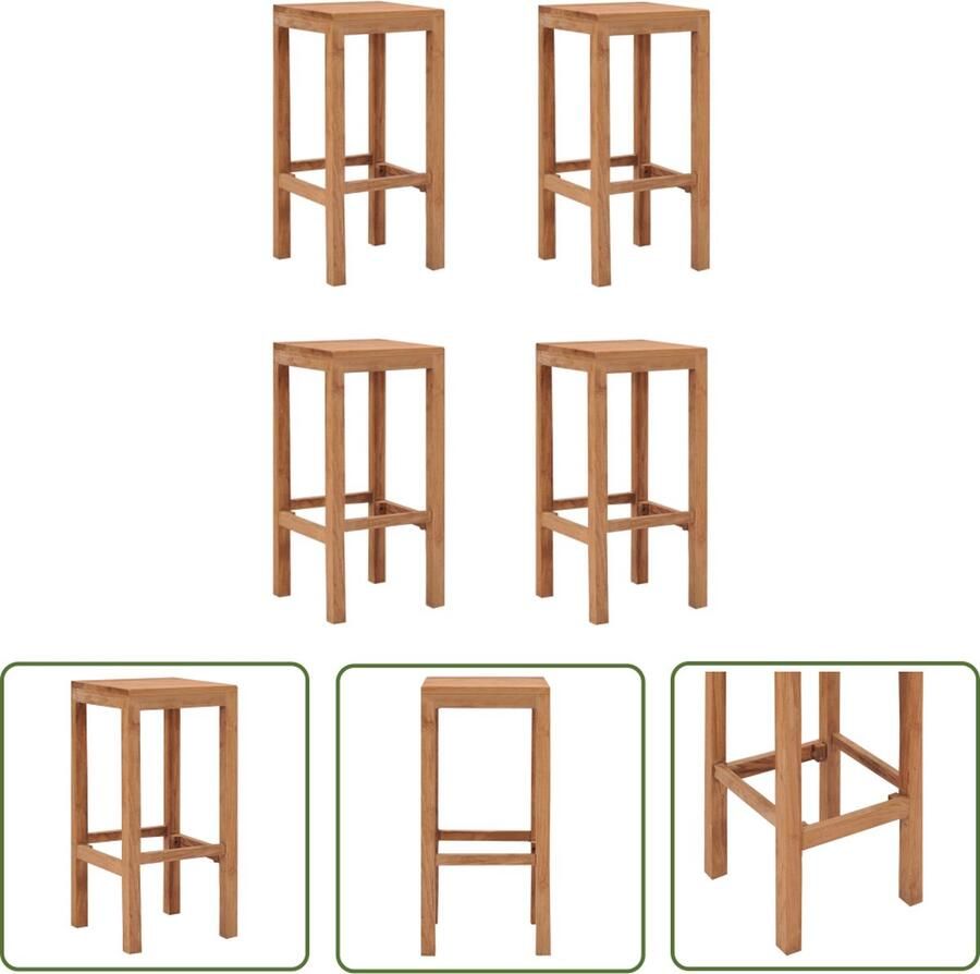 The Living Store koloniale barkrukken massief teakhout 35x35x75 cm Colonial Style Barkrukken Teak Houten Barkrukken Barstoelen Stoelen Vintage Barkrukken - Foto 2