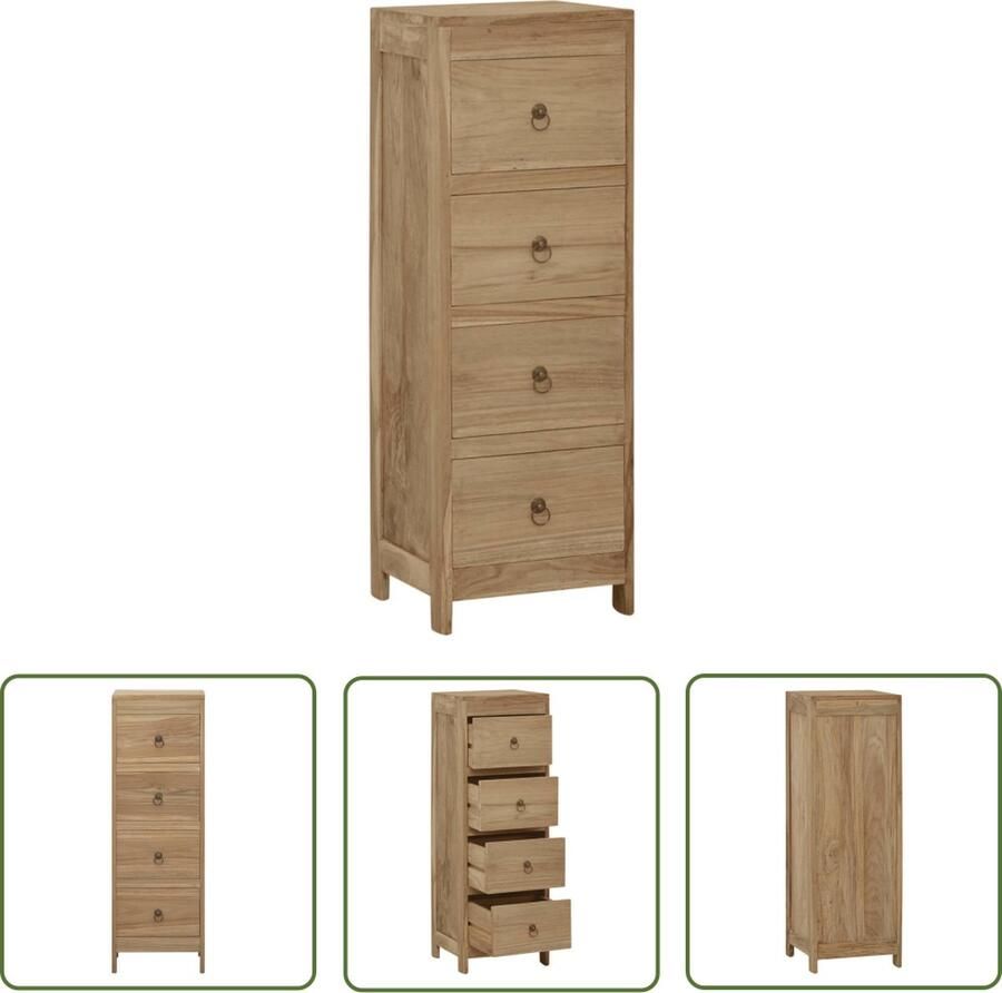 VidaXL Teak Houten Kast Ladekast 30x30x90 cm massief teakhout Salontafel Tv Tafel Opbergmeubel