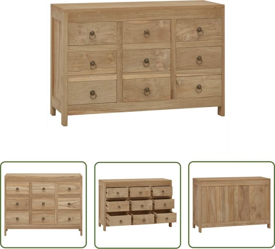 VidaXL Teak Houten Kast Ladekast 80x30x55 cm massief teakhout Salontafel Tv Tafel Opslagmeubilair