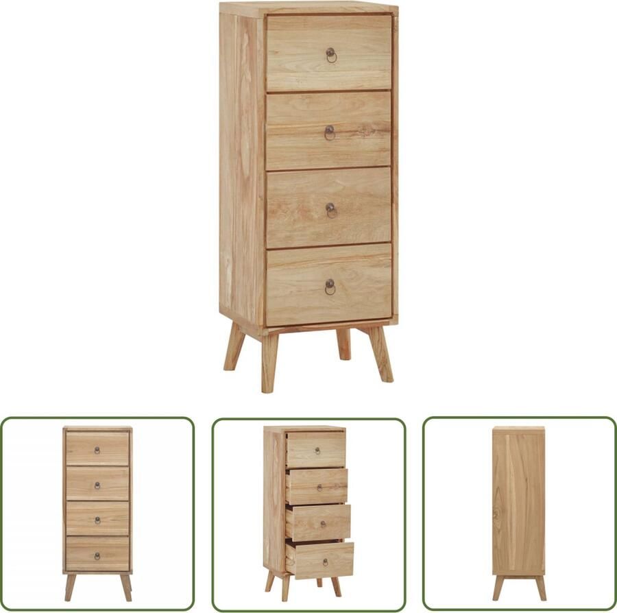 VidaXL Teak Houten Meubel Ladekast 40x30x100 cm massief teakhout Salontafel Tv Tafel Opslagoplossing