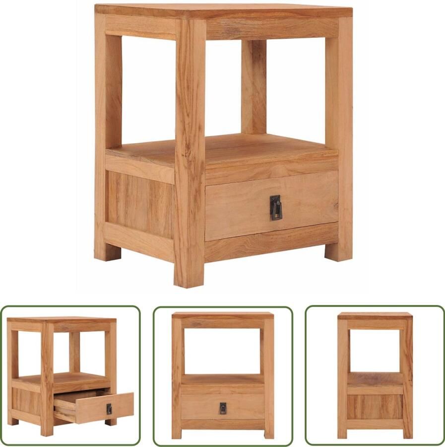 The Living Store Nachtkastje Koloniale Stijl 40 x 30 x 50 cm Massief Teakhout Nachtkastje Teak Houten Meubilair Koloniaalstijl Salontafel Bijzettafels - Foto 2