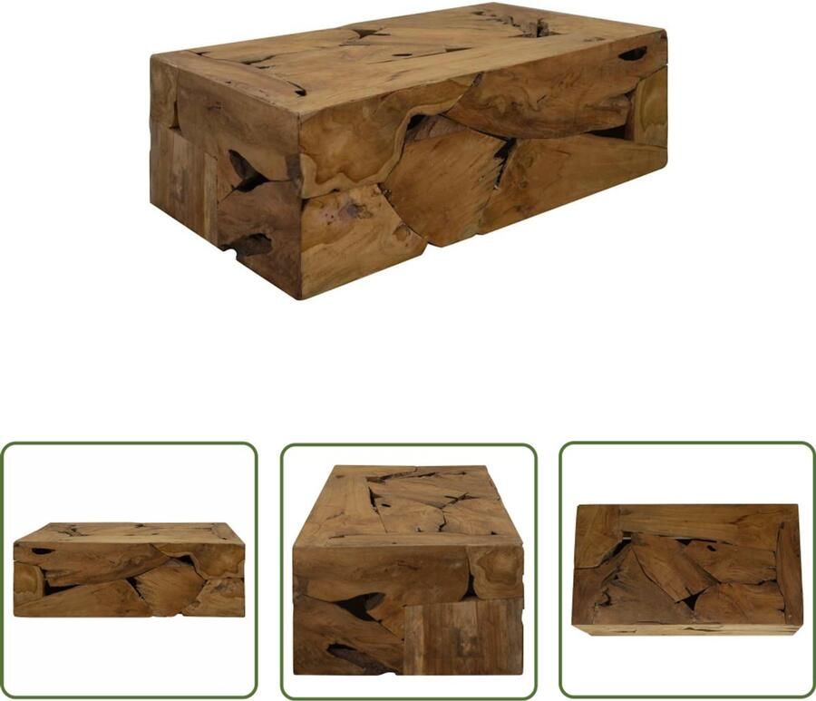 The Living Store Salontafel Teakhout 90 x 50 x 30 cm Handgemaakt Salontafel Teak Houten Meubilair Handgemaakte Meubels Vintage Salontafel Industriële Salontafel - Foto 2