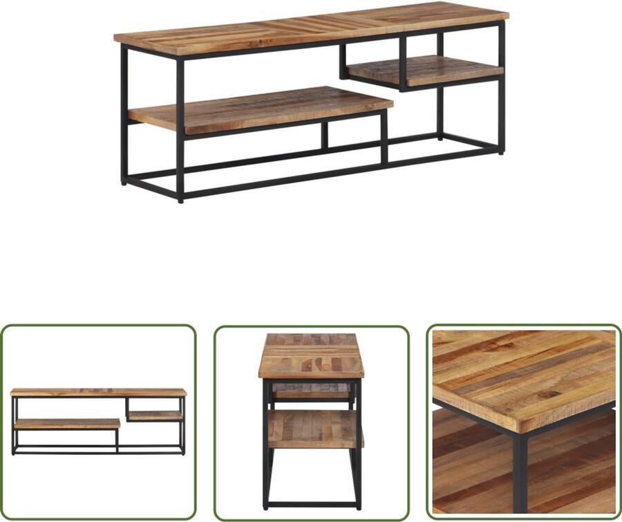 The Living Store Tv-meubel 110x30x39 cm massief gerecycled teakhout Tv-meubel Teak Houten Tv-meubel Vintage Tv-stand Industrieel Tv-meubel Salontafel