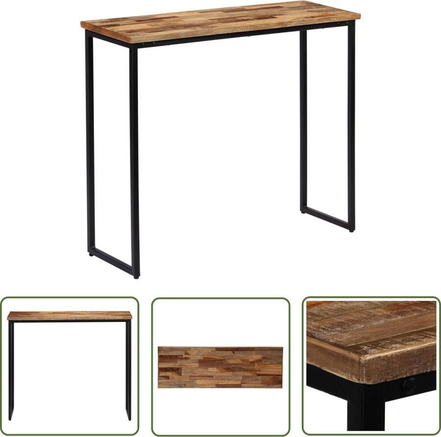 The Living Store Wandtafel 90x30x76 cm massief gerecycled teakhout Wandtafel Teak Houten Wandtafel Recycled Teak Console Tafel Bijzetkastje - Foto 2