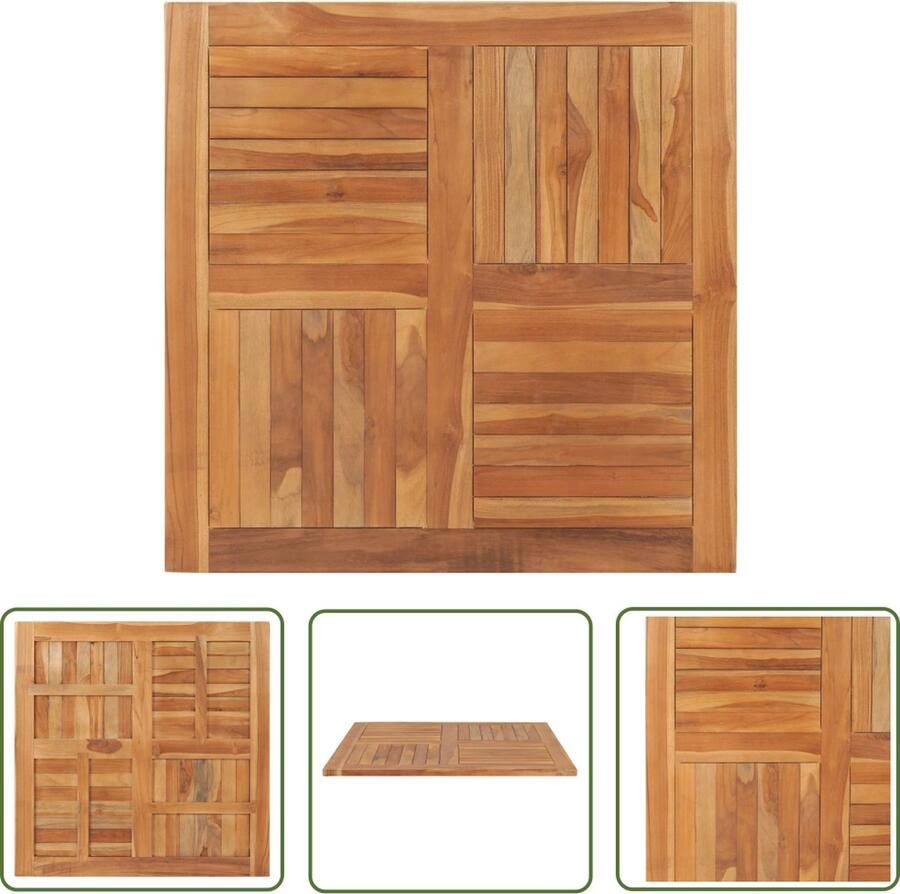 The Living Store Teakhouten Tafelblad 90x90x2.5 cm Rustieke Charme Tafelblad Teak TeaKhout Tafelblad Vintage Tafelblad Landelijke Tafelblad Rustic Tafelblad - Foto 2