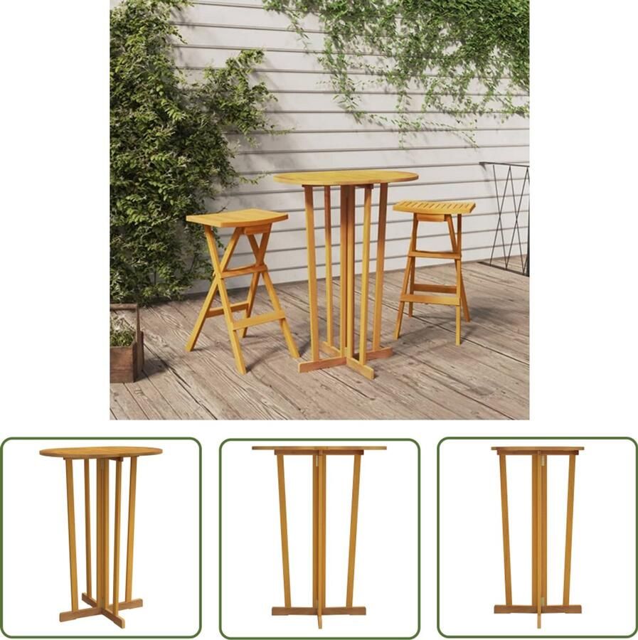 VidaXL Bartafel inklapbaar 90x65x105 cm massief teakhout Bartafel Teakwood Salontafel Buitentafel Inklapbare Tafel