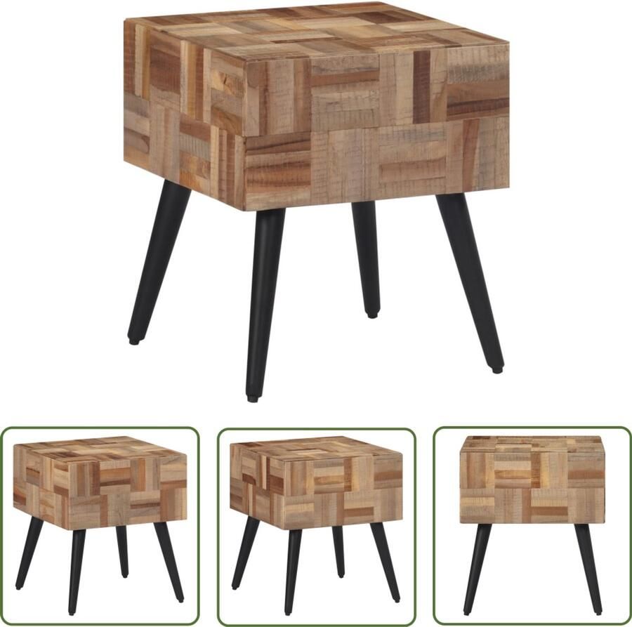 VidaXL Bijzettafel 40x40x45 cm massief gerecycled teakhout Bijzettafel Teakwood Vintage Design Industriële Stijl Salontafel