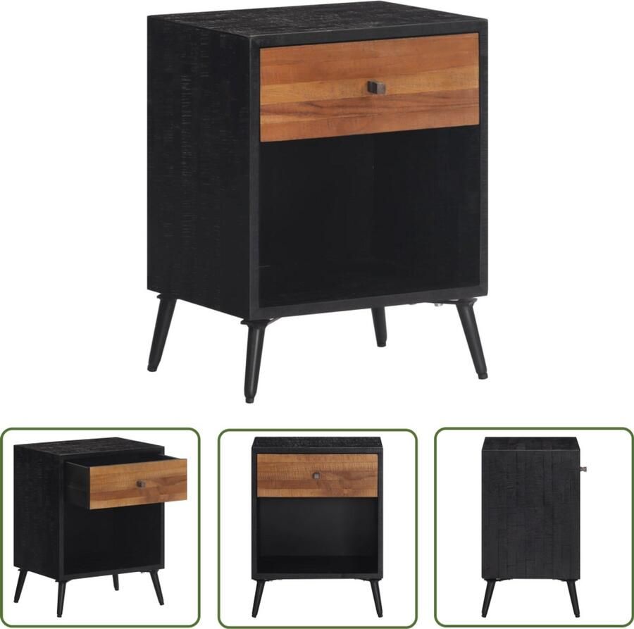 VidaXL Nachtkastje 40x30x50 cm massief teakhout Nachtkastje Teakwood Kast Houten Nachtkastje Industrieel Nachtlampje Slaapkamers Decoratie