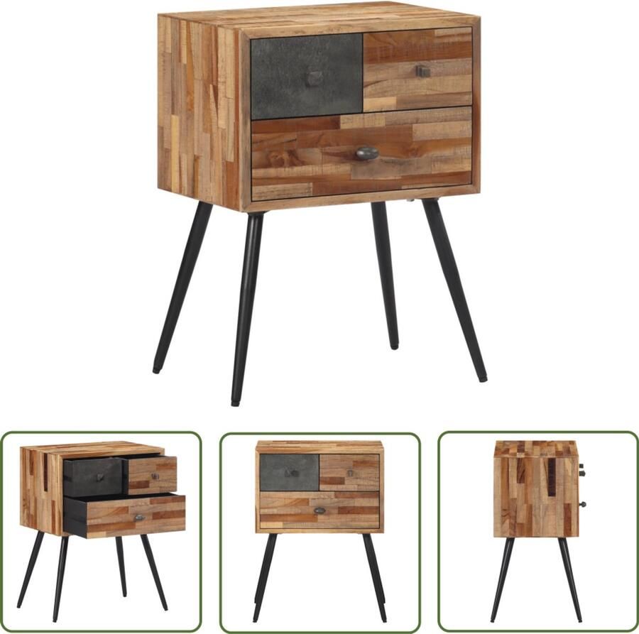 VidaXL Nachtkastje 47x31 5x60 cm massief teakhout Nachtkastje Teakwood Kast Houten Nachtkastje Slaapkamers Decoratie Salontafel