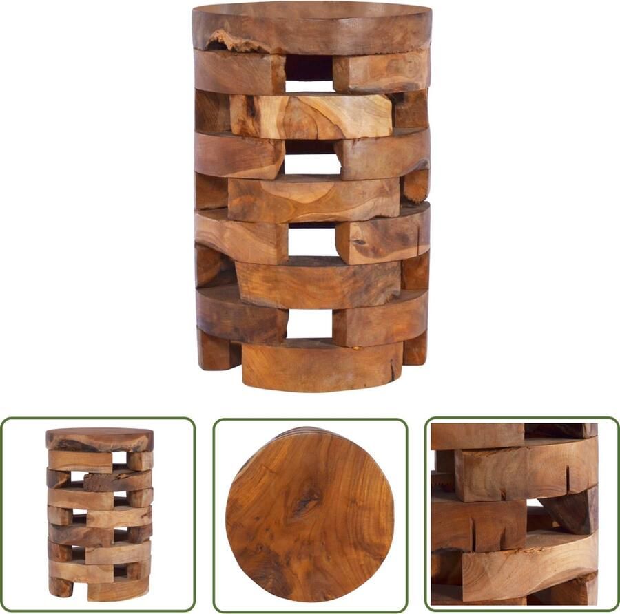 The Living Store Nachtkastje Vintage Hout 30 x 45 cm Handgemaakt Nachtkastje Teakwood Meubilair Vintage Nachttafel Handmade Furniture Living Room Decor - Foto 2