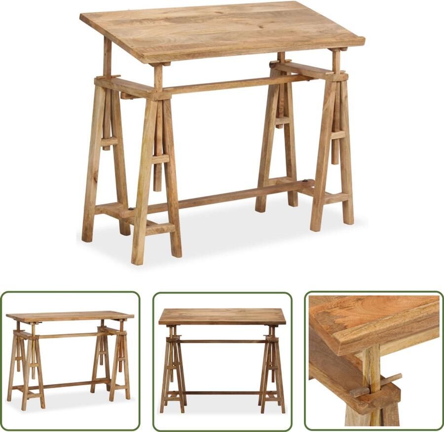 VidaXL Tekentafel 116x50x76 cm massief mangohout Tekentafel Tekentafels Mangohout Bureau Atelier
