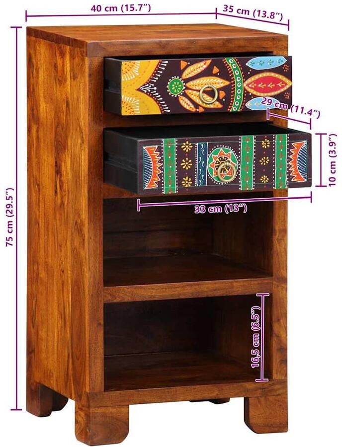 VidaXL Bijzettafels Bruin Massief Mangohout Klein Decoratieve Inzetten