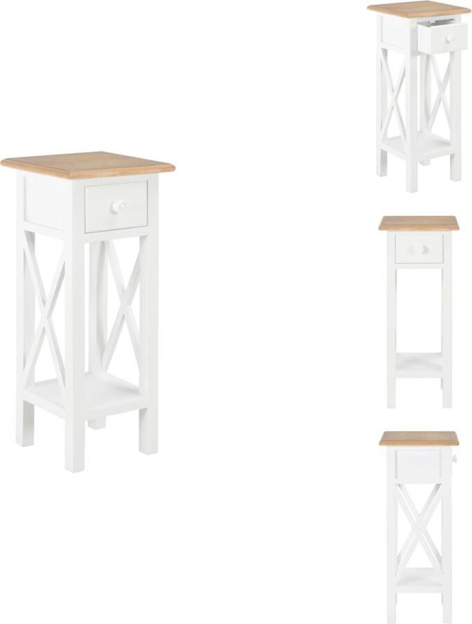 VidaXL Telephone Table Telephone Tables -wooden Telephone Table Wooden Telephone Tables Bijzettafel 27x27x65-5 cm hout wit - Foto 2