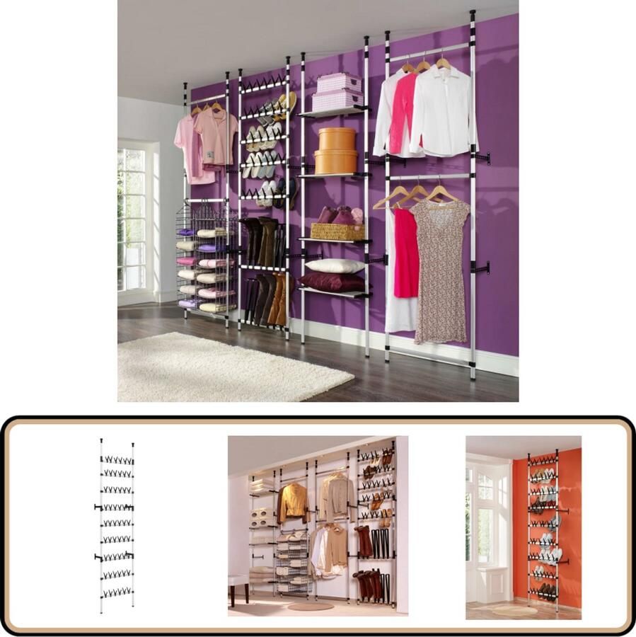 VidaXL Telescopisch Schoenenrek Zilver Zwart 54 Paar Telescopisch Schoenenrek Schoenenkast Schoenen Organisatie Aluminium Schoenenrek Zwarte Schoenenkast