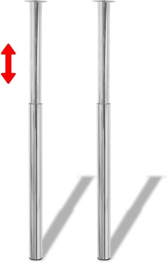 VidaXL Telescopische Tafelpoten Chroom 2 stuks Telescopische Tafelpoten Tafelbenen Bureau Poten Barstoel Poten Salontafels Poten Eetkamertafeltje Poten Metalen Tafelpoten Chrome Tafelpoten Adjustable Height Legs - Foto 2