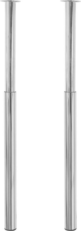 VidaXL Telescopische Tafelpoten Chroom 2 stuks Telescopische Tafelpoten Tafelbenen Bureau Poten Barstoel Poten Salontafels Poten Eetkamertafeltje Poten Metalen Tafelpoten Chrome Tafelpoten Adjustable Height Legs