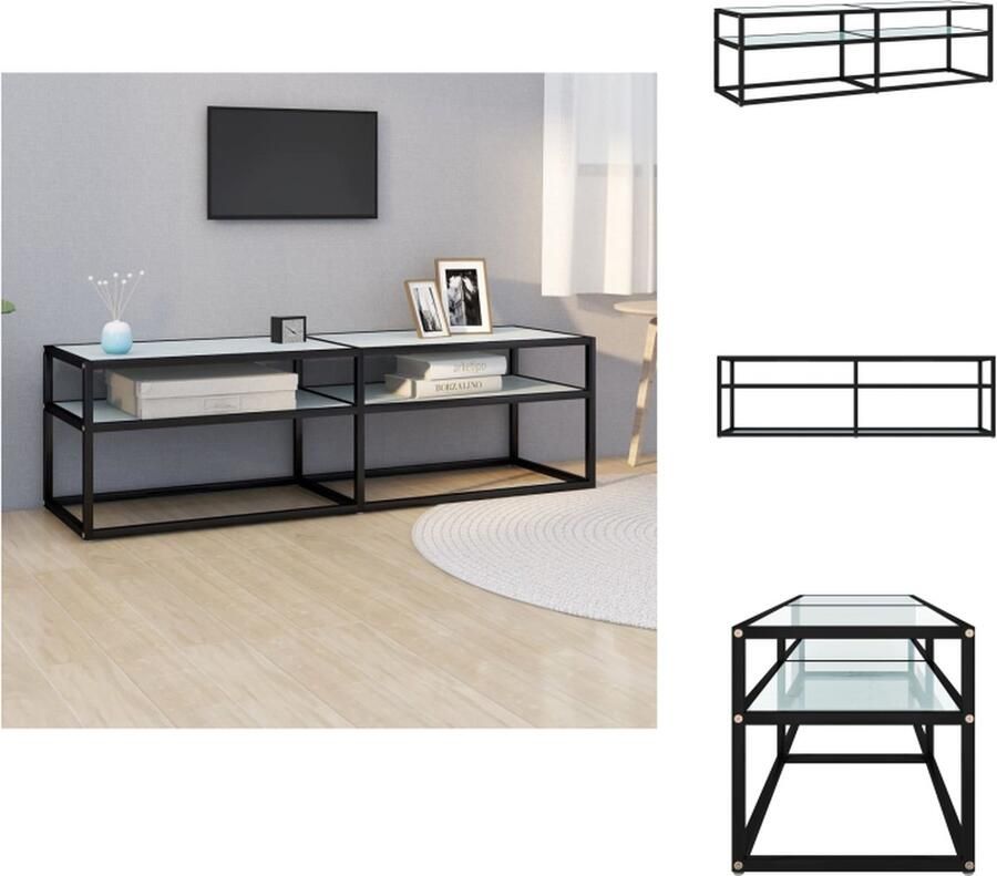 VidaXL Tv-meubel Tv-meubelen Televisiemeubel Televisiekast Tv-meubel 140x40x40 5 cm gehard glas witmarmerkleurig - Foto 2