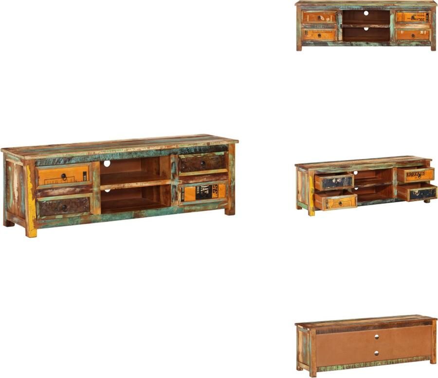 VidaXL Televisiekast Televisiekasten Televisiemeubel Televisiemeubels Tv-meubel met 4 lades gerecycled hout