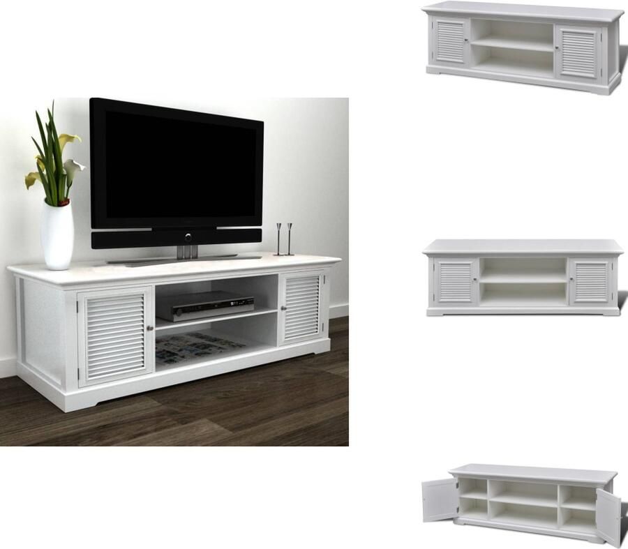 VidaXL Tv-meubel Wit Hout MDF en Grenen TV Kast Houten TV Kast Vintage TV Kast Scandinavische TV Kast Moderne TV Kast - Foto 2
