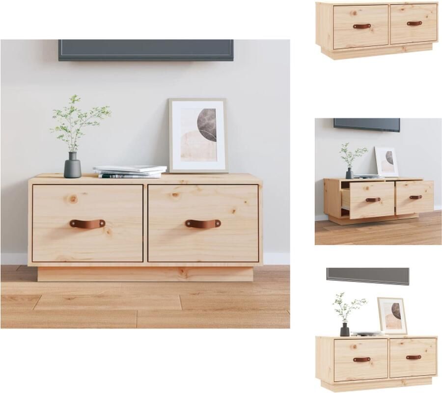VidaXL Televisiemeubel Grenenhout TV-kast 80 x 34 x 35 cm Stabiel en Ruime Opbergruimte Kast