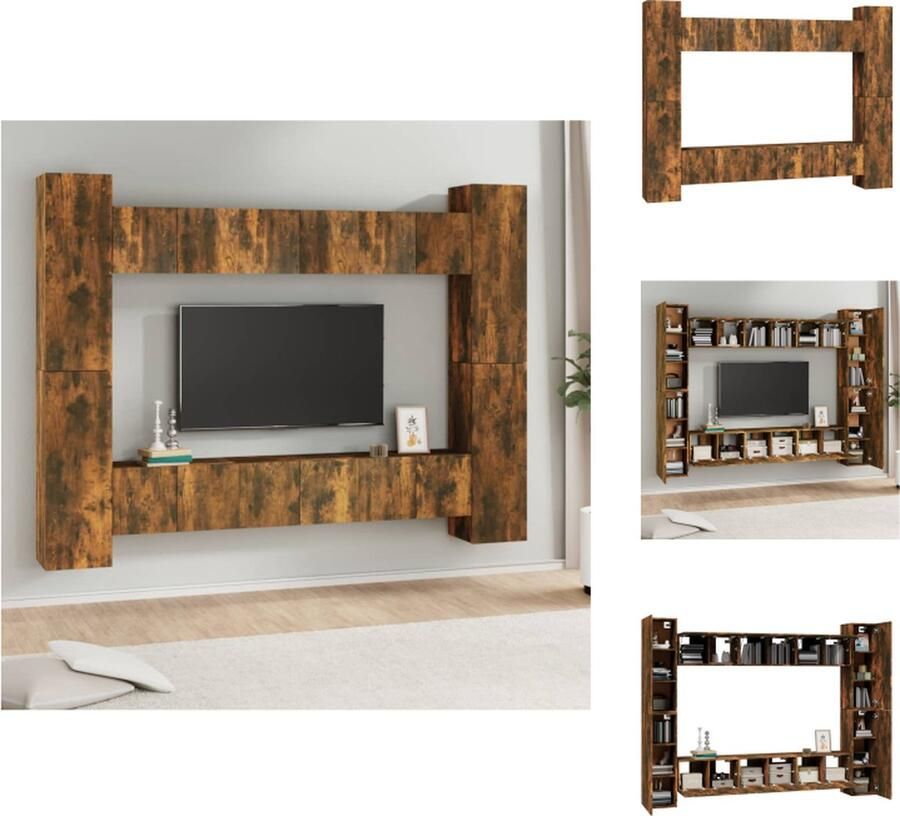 VidaXL Televisiemeubelset Gerookt eiken Wandgemonteerde functie 6x 60x30x30cm + 4x 30.5x30x90cm Kast