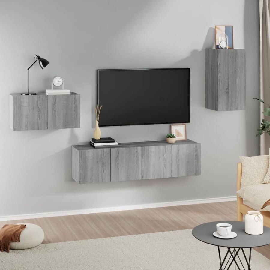 VidaXL Television Cabinet Set Classic Grey Sonoma Oak 60x30x30cm (3x) 30.5x30x60cm Kast