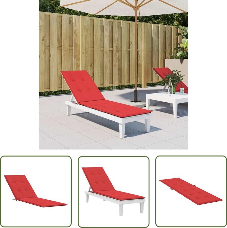 The Living Store Stoelkussen Rood Oxford stof Schuimvezel (75+105) x 50 x 3 cm Anti-slipontwerp Tuinstoel Kussen Terras Kussen Outdoor Kussen Oxford Stof Kussen Rood Kussen