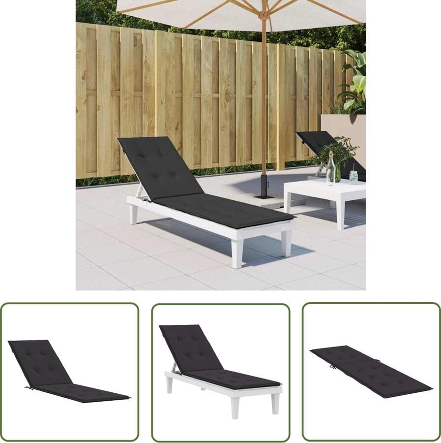 The Living Store Stoelkussens Oxford Stof (75+105) x 50 x 3 cm Zwart Tuinstoel Kussentje Terras Kussen Outdoor Kussen Oxford Stof Kussen Zwarte Stoelkussens