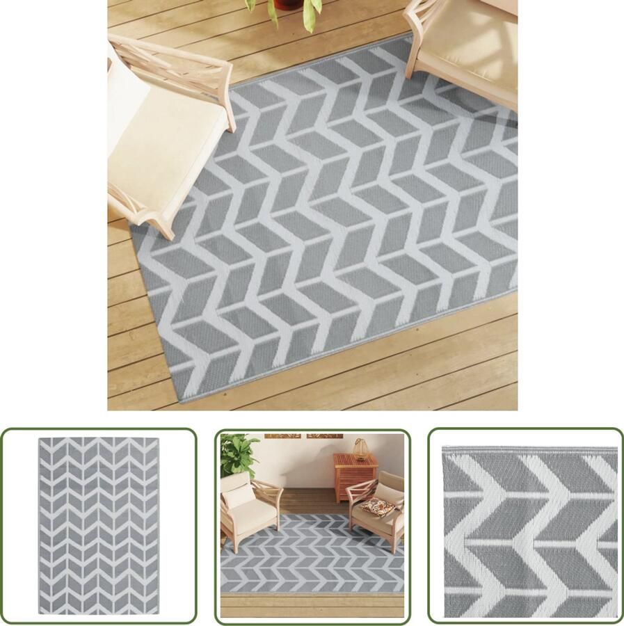 VidaXL Terrasdecoratie Buitenkleed ARAKIL 140x200 cm PP grijs Tuintapijt Polypropylene Outdoortextiel