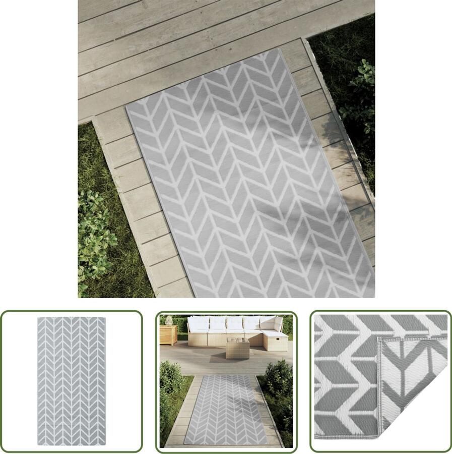 VidaXL Terrasdecoratie Buitenkleed ARAKIL 80x150 cm PP grijs Tuintapijt Polypropylene Grijze Kleur