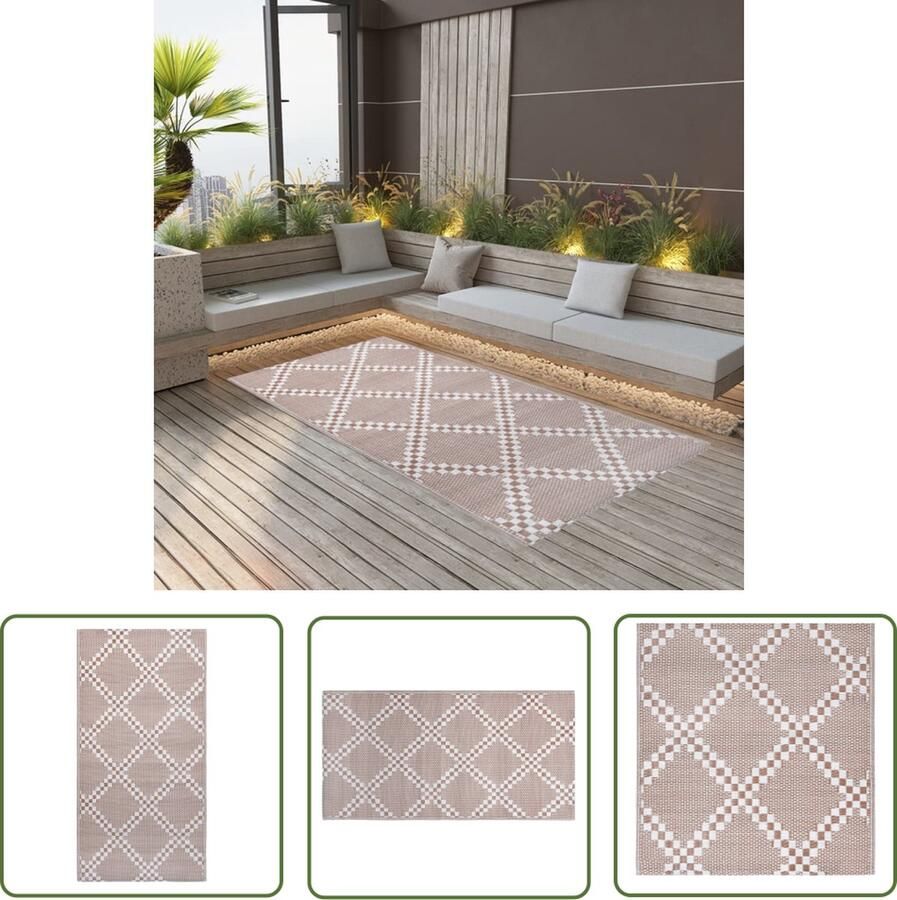 The Living Store Buitenkleed ARAKIL 80x150 cm PP bruin Tuintapijt Outdoor Tapijt Patio Vloerbedekking Veranda Tapijt Terrasdecoratie