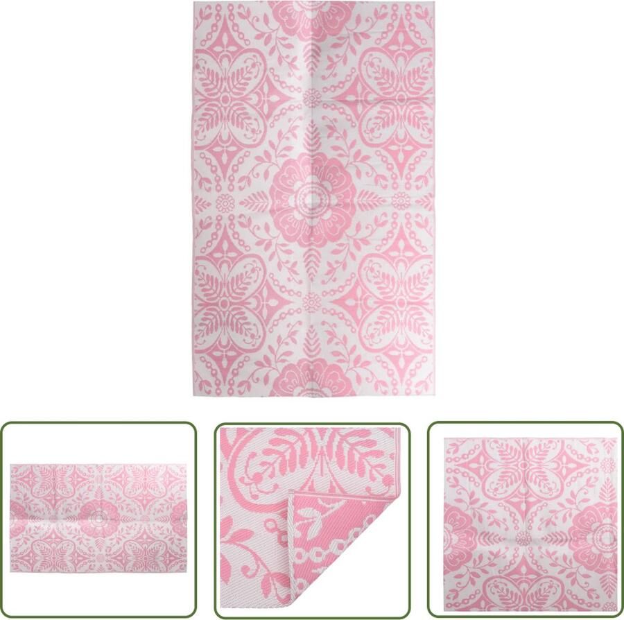 VidaXL Buitenkleed ARAKIL 160x230 cm PP roze Buitenkleed Terraskleed Tuintapijt Roze Tapijt Polypropylene Tapijt