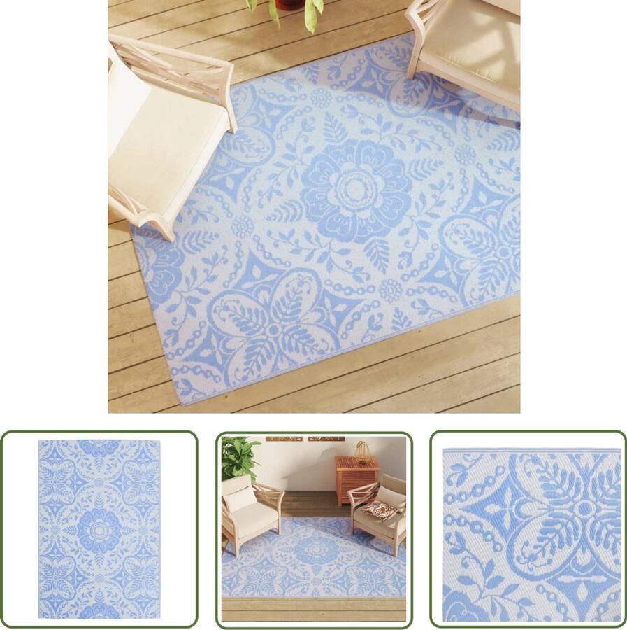 VidaXL Terrassen Buitenkleed ARAKIL 140x200 cm polypropeen babyblauw Balkon Tuin Blauw