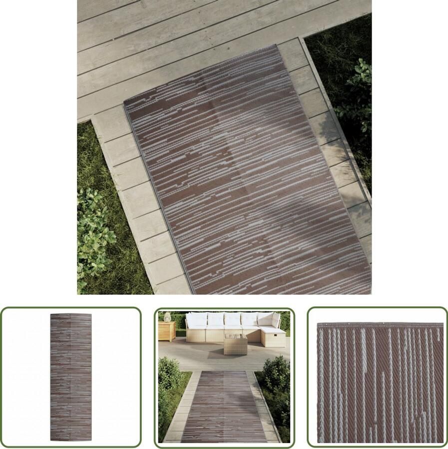 VidaXL Terrassen Buitenkleed ARAKIL 80x250 cm polypropeen bruin Balkon Tuin Patio