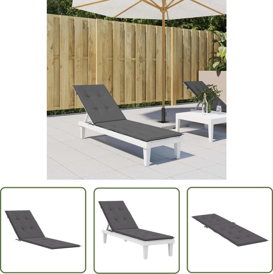 The Living Store Terrasstoelkussen (75+105)x50x4 cm antracietkleurig Comfortabele Stoelkussens Terrasstoel Kussentje Outdoor Kussens Oxford Stof Watervast Kussen