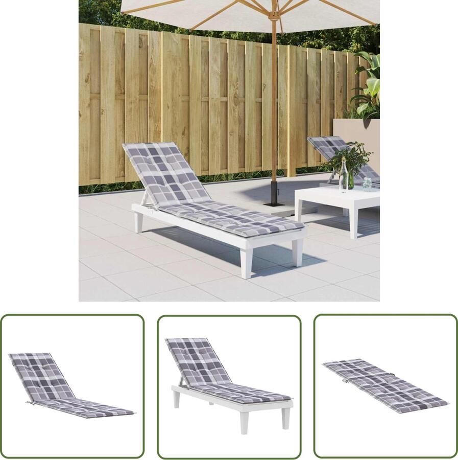 The Living Store Stoelkussen Oxford Stof 75+105 x 50 x 3 cm Grijs Ruitpatroon Waterafstotend Comfortabele Stoelkussens Terrasstoel Kussentje Outdoor Kussens Tuin Kussens Oxford Stof