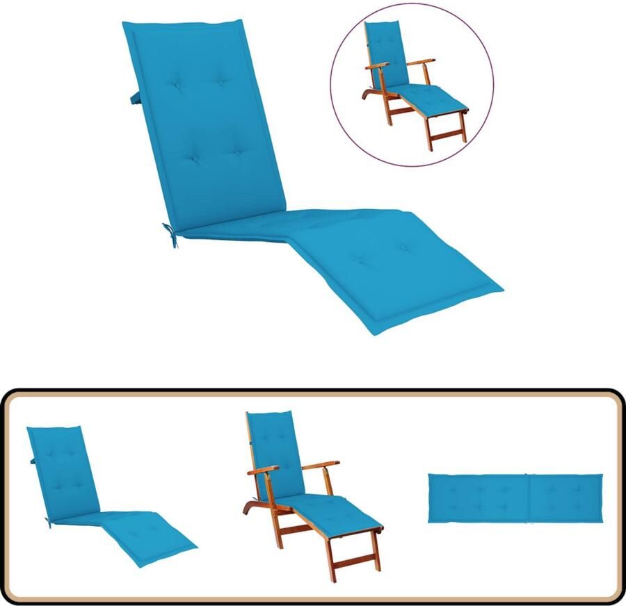 VidaXL Terrasstoelkussen Blauw Waterafstotend 75x50 cm Stoelkussens Tuinstoel Terrasstoel Outdoor Kussens Balkon Kussens