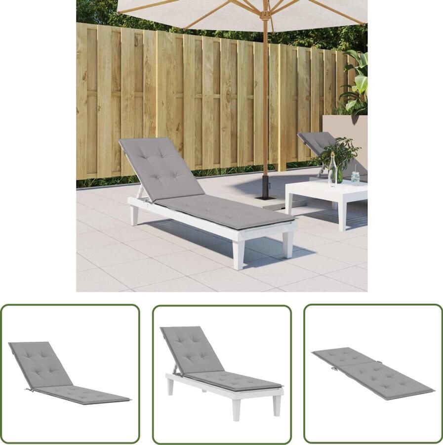 VidaXL Terrasstoelkussen Grijs 75+105x50x4 cm Stoelkussens Terrasstoel Outdoor Kussen Oxford Stof Waterafstotend Zitcomfort Balkondecoratie Tuindecoratie